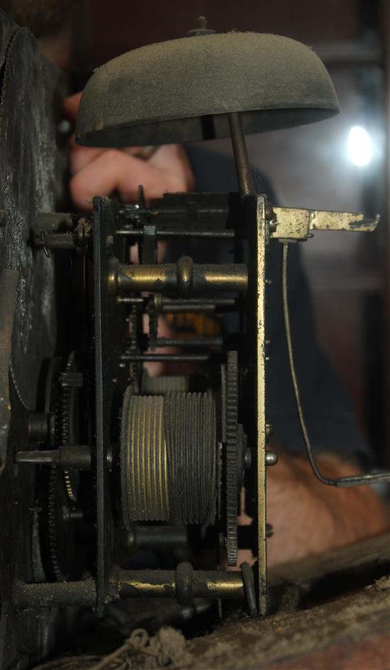 James Whitworth, Lussley. A George III mahogany banded oak eight day longcase clock, 6ft 10in.